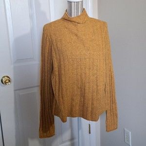 Madewell mock neck Oversized rib knit sweater, mustard/gold, XL